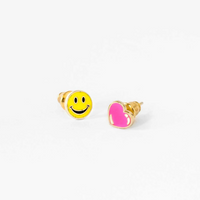 Happy Face & Heart Earrings