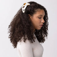 Tortie Puppy Dog Hair Claw in Cream and Tortoise Acetate