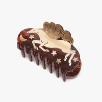 Wild At Heart White Horse Moon Stars Acetate Hair Claw Clip