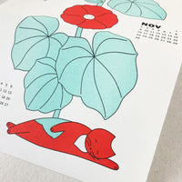 Papier Mobile Hollyhock 2026 Riso Print Calendar