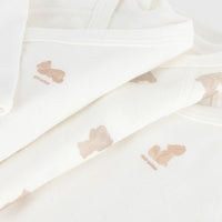 Set of 3 Long Sleeve Wrapover Cotton Teddy Bear Bodysuits - Parkette.