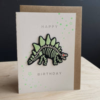 Dinosaur Skeleton Patch Birthday Card - Parkette.