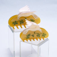 Lucky Dove White Four Leaf Clover Acetate Hair Claw - Parkette.