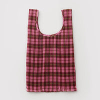 Pleated Baggu - Azalea Pink Tartan