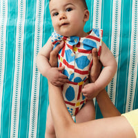 Baby Geometric Game All Over Woven Romper - Parkette.