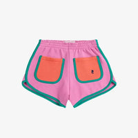 Kids Pink Color Block Shorts - Parkette.