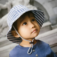 Caribou Linen Bucket Hat — Striped Indigo - Parkette.