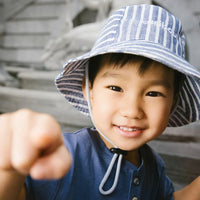 Caribou Linen Bucket Hat — Striped Indigo - Parkette.