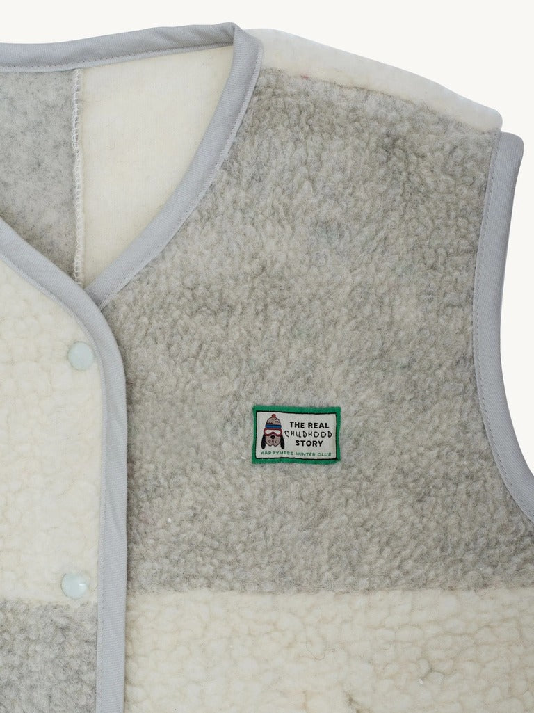 Kids Merino Wool Vest - Cream and Gray | Parkette.