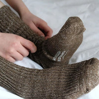 Hemp Cotton Ribbed Socks - Khaki