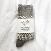 Wool Jacquard Socks - Gray