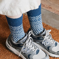 Wool Jacquard Socks - The Seagulls Blue
