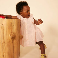 BABIES' COTTON GAUZE SHORT-SLEEVED DRESS AND BLOOMERS - Parkette.