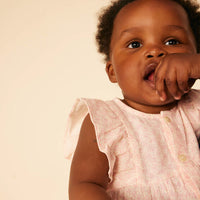 BABIES' COTTON GAUZE SHORT-SLEEVED DRESS AND BLOOMERS - Parkette.