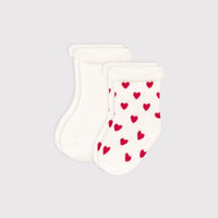 BABIES' KNITTED SOCKS - 2-PACK (RED HEARTS) - Parkette.