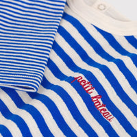 Babies Long Sleeved Stripy Cotton T Shirt - Blue - Parkette.
