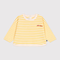 Babies Long Sleeved Stripy Cotton T Shirt - Yellow - Parkette.