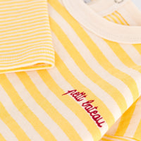 Babies Long Sleeved Stripy Cotton T Shirt - Yellow - Parkette.
