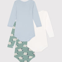 Set of 3 Long-sleeved Bodysuits - Sheep Print - Parkette.