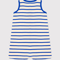 Blue and White Striped Rib-Knit Playsuit - Parkette.