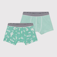 Kids Cotton Boxers - 2-pack (Green) - Parkette.