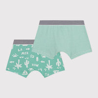 Kids Cotton Boxers - 2-pack (Green) - Parkette.