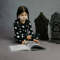 Ghosts Glow in the Dark Print on Black PJ Set - Parkette.