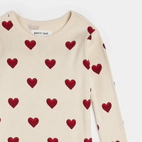 Heart Print on Ribbed Antique PJ Set - Parkette.