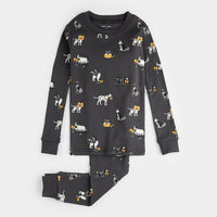 Howl-o-ween Glow in the Dark Print on Asphalt PJ Set - Parkette.