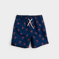 Lobster Print On Navy Swim Trunks - Parkette.