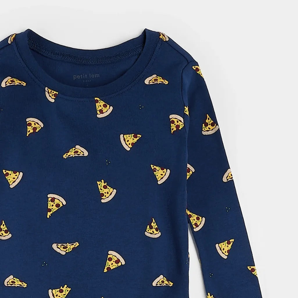 Pizza Print on Estate Blue PJ Set - Parkette.