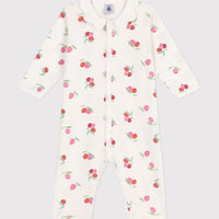 Babies' Footless Fruit Patterned Cotton Pajamas with Petal Collar - Parkette.