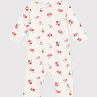 Babies' Footless Fruit Patterned Cotton Pajamas with Petal Collar - Parkette.
