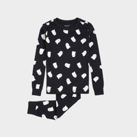 Ghosts Glow in the Dark Print on Black PJ Set - Parkette.