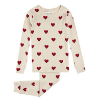 Heart Print on Ribbed Antique PJ Set - Parkette.