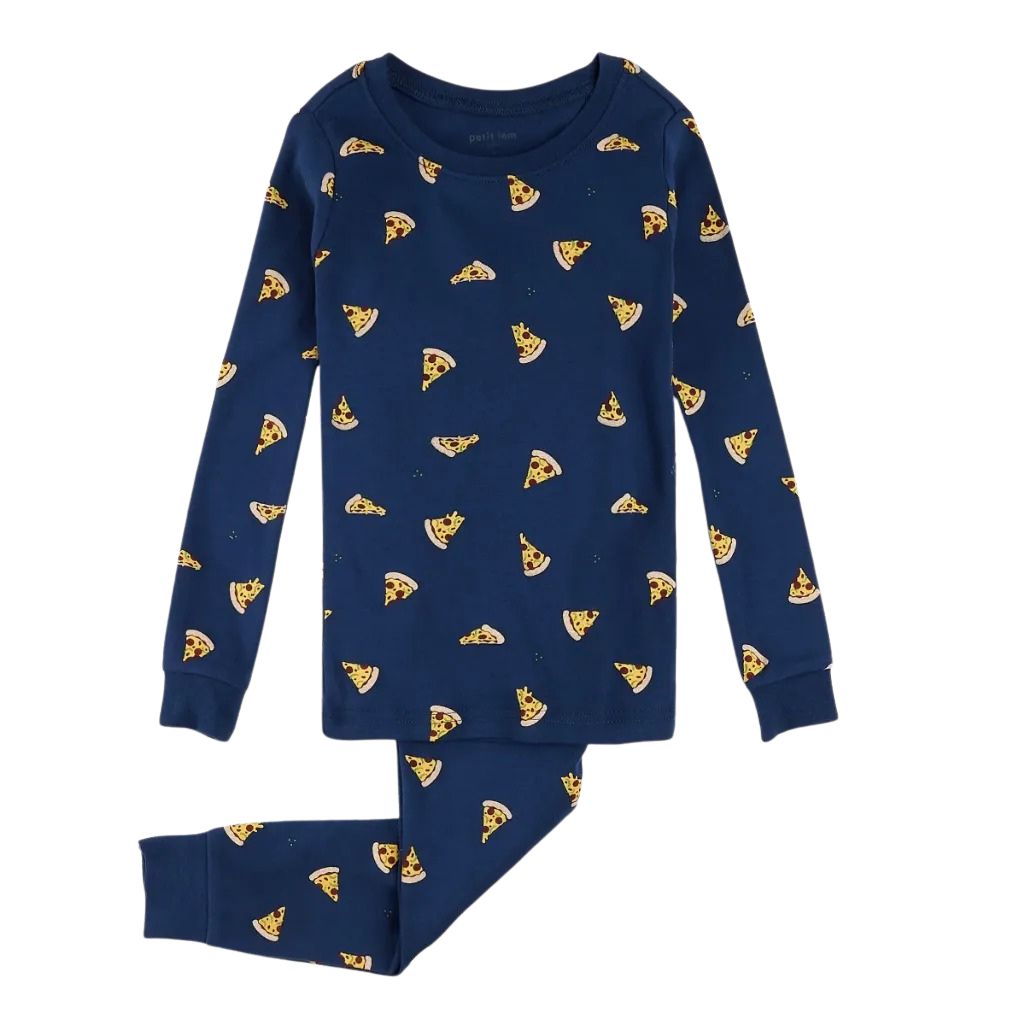 Pizza Print on Estate Blue PJ Set - Parkette.