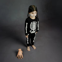 Skeleton Glow in the Dark Print on Black PJ Set - Parkette.