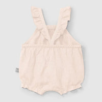 Baby Linen Blend Shortie with Ruffle Straps - Pink - Parkette.