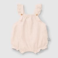 Baby Linen Blend Shortie with Ruffle Straps - Pink - Parkette.