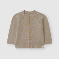 Round Neckline Knitted Baby Cardigan - Brown - Parkette.