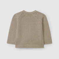 Round Neckline Knitted Baby Cardigan - Brown - Parkette.