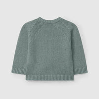 Round Neckline Knitted Baby Cardigan - Blue - Parkette.