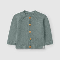 Round Neckline Knitted Baby Cardigan - Blue - Parkette.