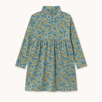 Flower Pattern Rib Mockneck Dress
