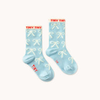 Bows Medium Socks - Dusty Blue - Parkette.