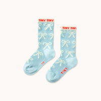 Bows Medium Socks - Dusty Blue - Parkette.