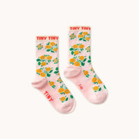 Flowers Medium Socks - Pastel Pink - Parkette.