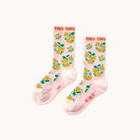 Flowers Medium Socks - Pastel Pink - Parkette.