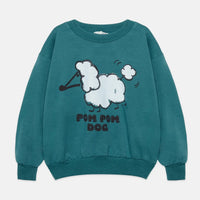Pom Pom Dog Sweatshirt - Teal