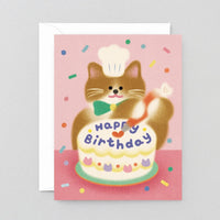 Happy Birthday Baking Cat Greeting Card